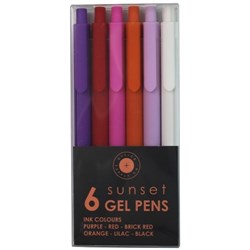 Supply Co Assorted Sunset Colours Soft Touch Gel Pen 0.5mm Tip, Pack of 6