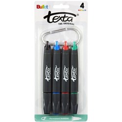 Texta Assorted Colours Permanent Markers Bullet Tip, Pack of 4