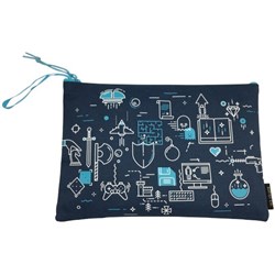 Large Flat Pencil Case 340x230mm Game Over Aqua