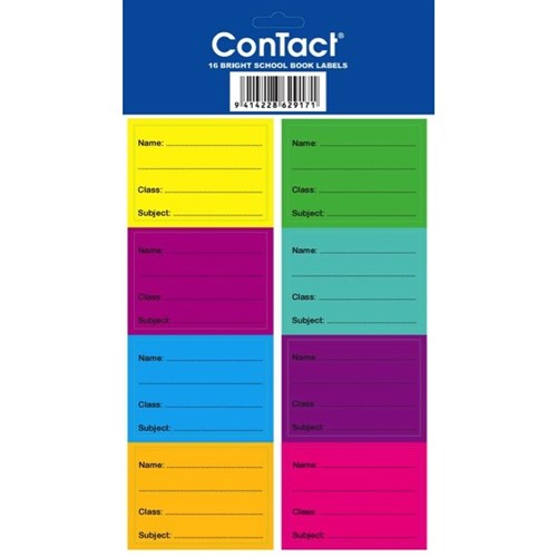book labels bright colours