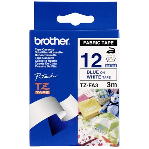 Brother Tze Fa3 P Touch Iron On Fabric Tape Blue White Brother Tze Fa3 P Touch Iron On Fabric