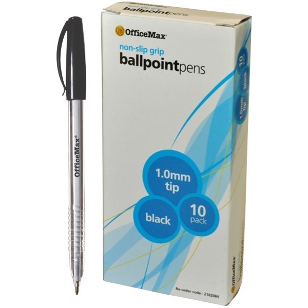 OfficeMax Black Ballpoint Pens Medium Tip, Pack of 10 OfficeMax MySchool