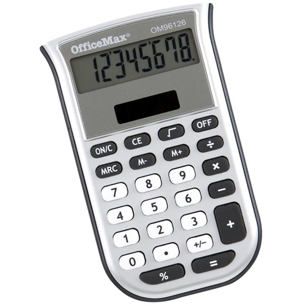 OfficeMax Handheld Calculator 8 Digit Dual Power OM96126 OfficeMax