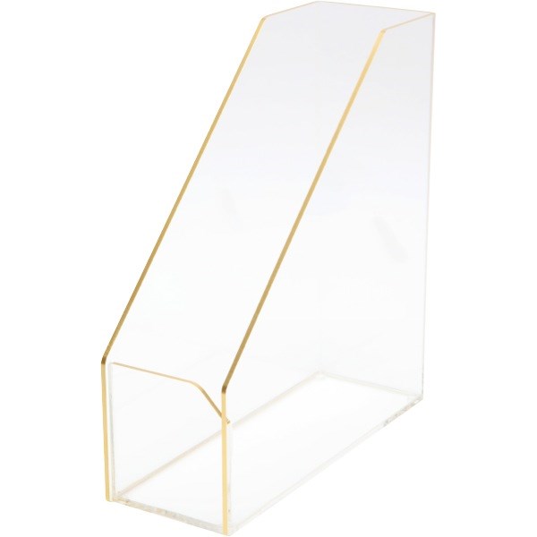 Realspace Magazine Holder Acrylic Gold Trim OfficeMax MySchool