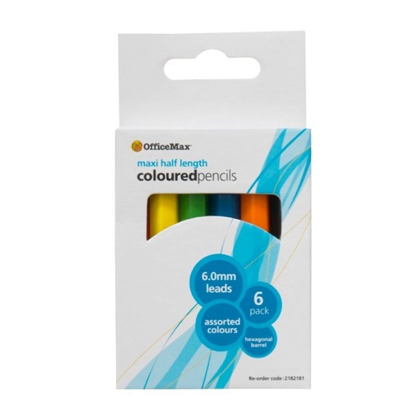 OfficeMax Maxi Half Size Coloured Pencils, Pack of 6 OfficeMax MySchool