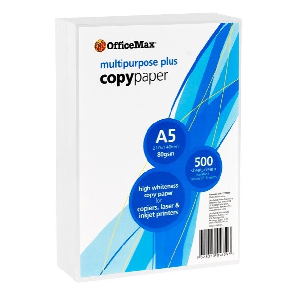 OfficeMax A5 80gsm White Copy Paper, Pack of 500 OfficeMax MySchool