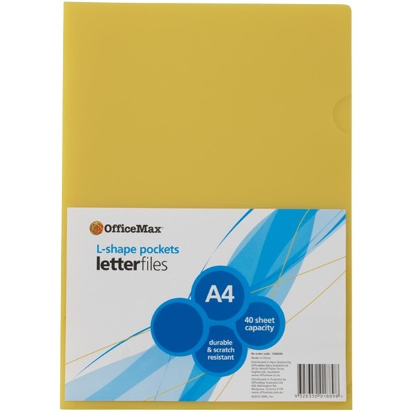 2304422 OfficeMax LShaped Pockets A4 Yellow