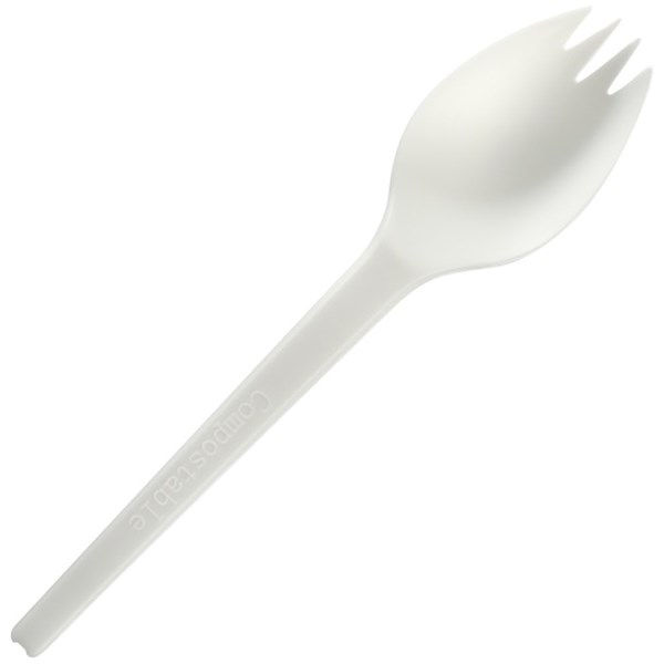 Biopak Compostable Plastic Spork White 152.5mm, Pack of 50 OfficeMax