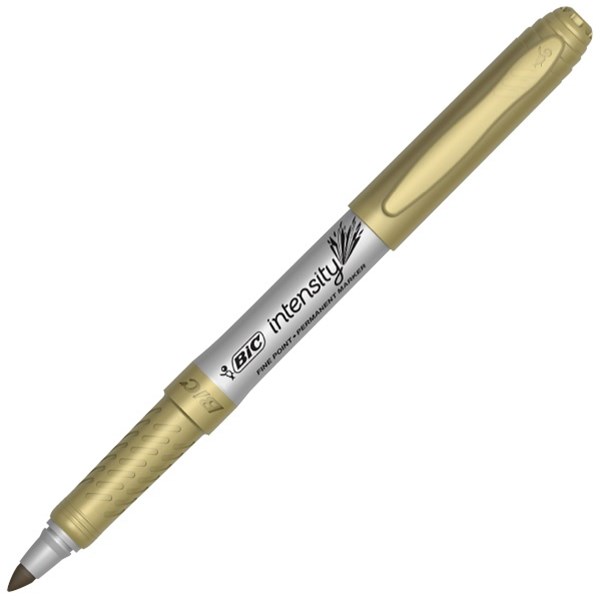BIC Intensity Metallic Gold Permanent Markers Fine Bullet Tip OfficeMax MySchool