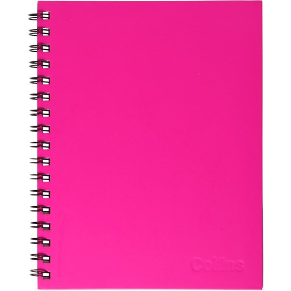 Collins A4 Hard Cover Spiral Notebook Shocking Pink 200 Pages