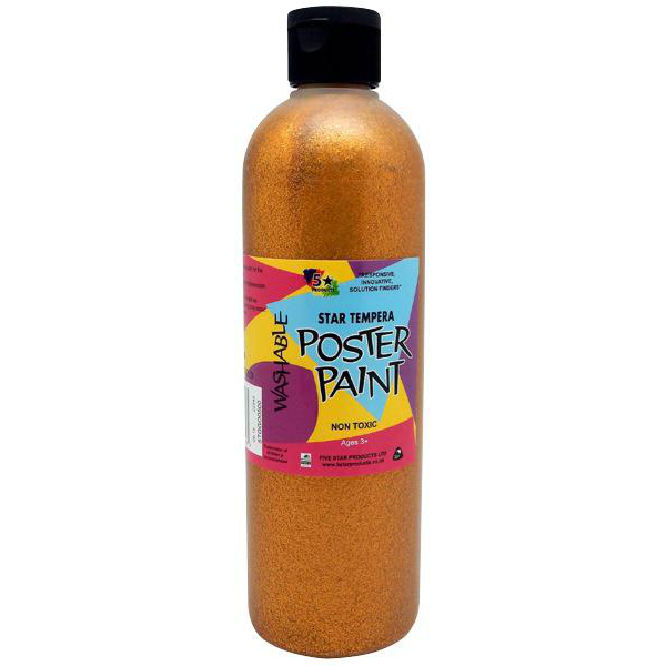 Five Star Tempera Poster Paint 500ml Glitter Gold OfficeMax MySchool