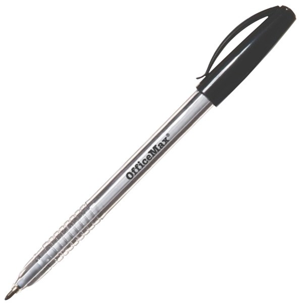 OfficeMax Capped Ballpoint Pens, Non Slip Grip, 1.0mm Medium Tip, Black