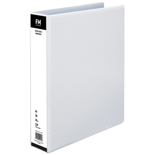 FM Overlay Ringbinder A4 38mm 3 Ring White
