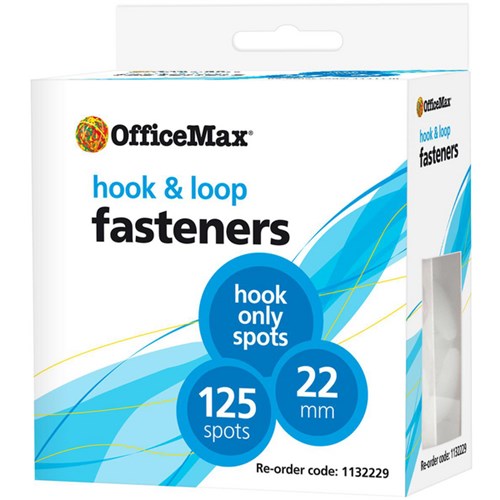 OfficeMax Hook Only Fasteners Spot 22mm White, Box of 125