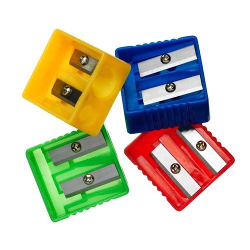OfficeMax Plastic Assorted Colours Pencil Sharpener 2 Holes OfficeMax