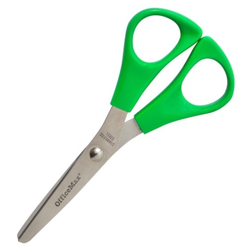 OfficeMax Blunt End Kids Scissors Left Handed 130mm Green