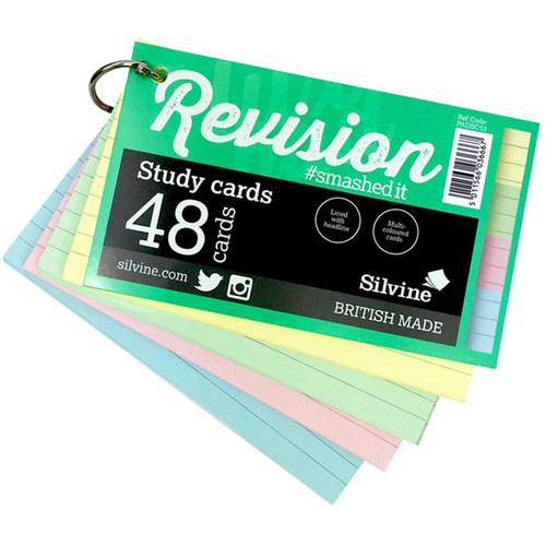 Silvine Luxpad Revision Study Cards 127x76.2mm with Binding Ring Ruled Assorted Colours
