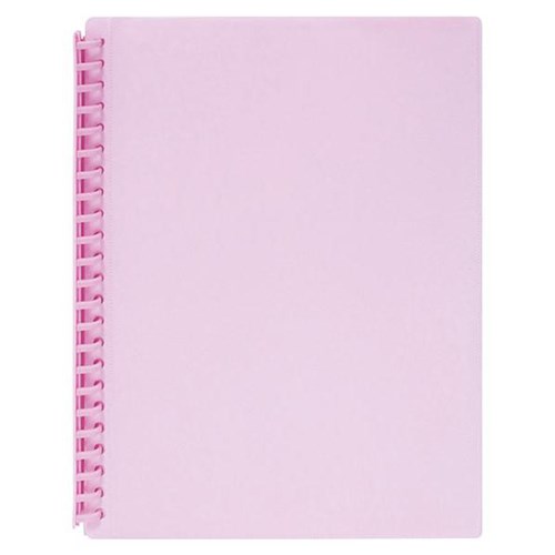 Marbig A4 Refillable Display Book 20 Pocket Pastel Pink 