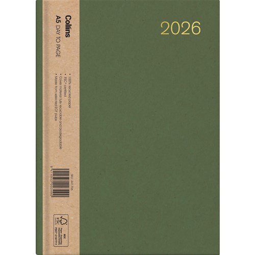 Collins A53 Diary A5 Week To View 2026 Enviro Assorted Colours