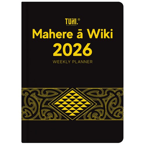 Tuhi A43 Premium Bilingual Diary A4 Week To View Mahere   Wiki 2026 Black/Gold