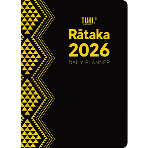 Tuhi A41 Premium Bilingual Diary A4 Day Per Page R taka 2026 Black/Gold