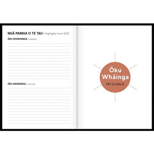 Tuhi B51 Premium Bilingual Diary Day Per Page R taka 2026 Black/Gold