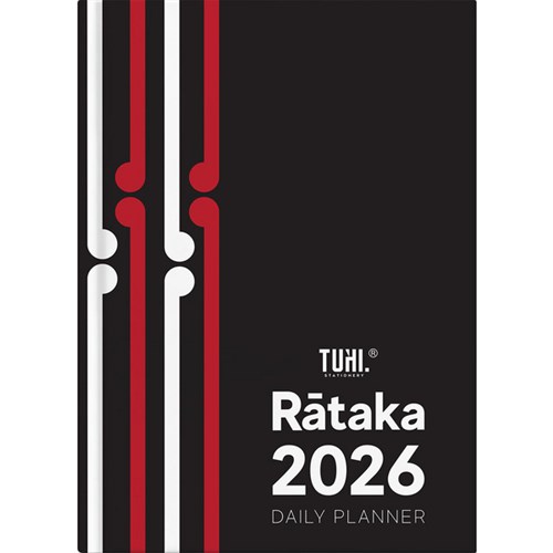 Tuhi B51 Bilingual Diary Day Per Page R taka 2026 Black Koru