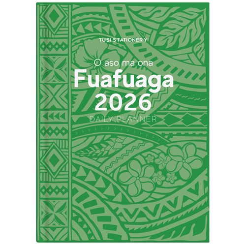 Tuhi B51 Bilingual Diary Day Per Page O Aso Ma Ona Fuafuaga 2026 Green