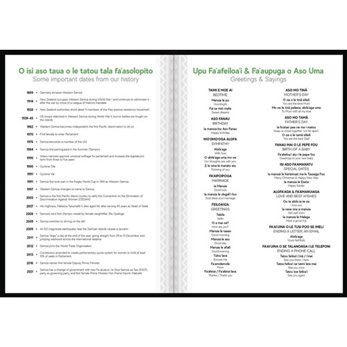 Tuhi B51 Bilingual Diary Day Per Page O Aso Ma Ona Fuafuaga 2026 Green