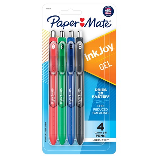 Paper Mate InkJoy Gel Pens 0.7mm Medium Tip Business Assorted, Pack of 4