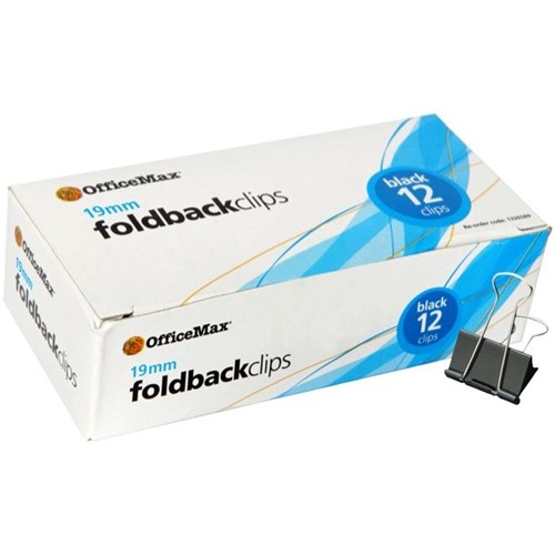 OfficeMax Foldback Clips 19mm, Box of 12