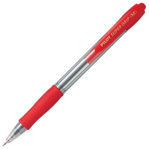 Pilot Super Grip Red Retractable Ballpoint Pen 1.0mm Medium Tip