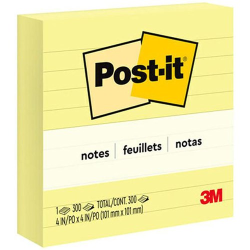 Post-it®Notes 675 Lined 98x98mm Yellow