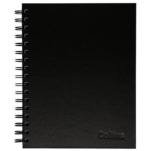 Collins A5 Hardcover Spiral Notebook Black 200 Pages