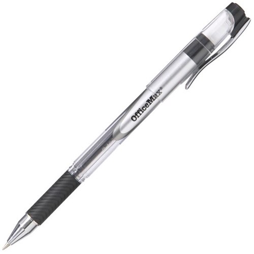 OfficeMax Black Capped Ballpoint Pen Rubber Grip 1.0mm Medium Tip