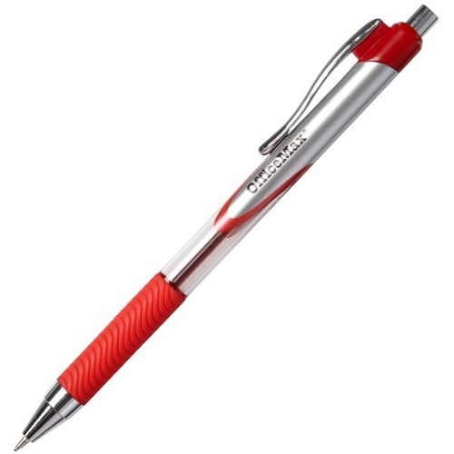OfficeMax Red Ballpoint Pen Rubber Grip 1.0mm Medium Tip