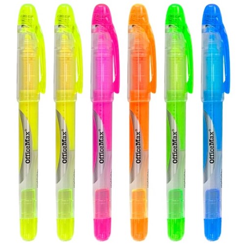OfficeMax Assorted Colours Pen Style Highlighters Chisel Tip, Pack of 6