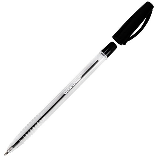 OfficeMax Black Capped Ballpoint Pens 1.0mm Medium Tip, Pack of 12