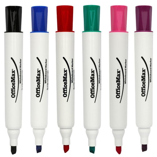 OfficeMax Assorted Colours Whiteboard Markers Chisel Tip, Pack of 6