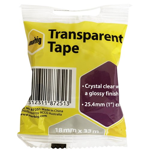 Marbig Transparent Office Tape 18mm x 33m Clear