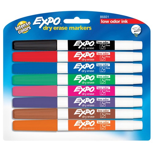Expo Assorted Colours Dry Erase Markers Fine Tip, Pack of 8