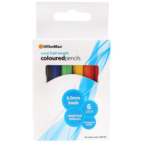 OfficeMax Maxi Half Size Coloured Pencils, Pack of 6