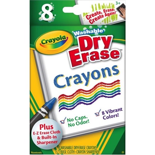 Crayola Dry Erase Whiteboard Coloured Crayons, Pack of 8 OfficeMax