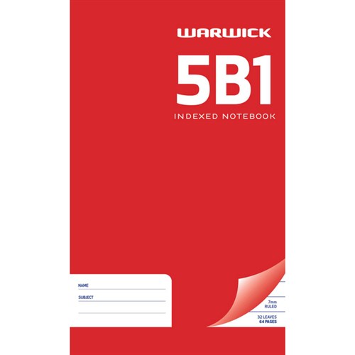 Warwick 5B1 Notebook Indexed 7mm Ruled 165x100mm 32 Leaves