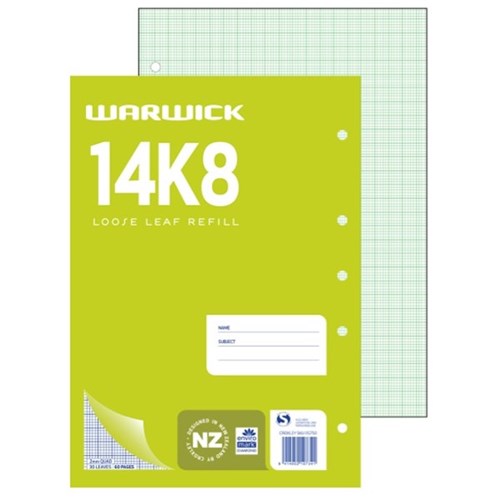 Warwick 14K8 A4 Graph Loose Leaf Refill 2mm Quad 30 Leaves