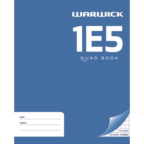 Warwick 1E5 Graph Exercise Book 7mm Quad 36 Leaves