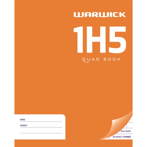 Warwick 1H5 Exercise Book 10mm Quad 36 Leaves