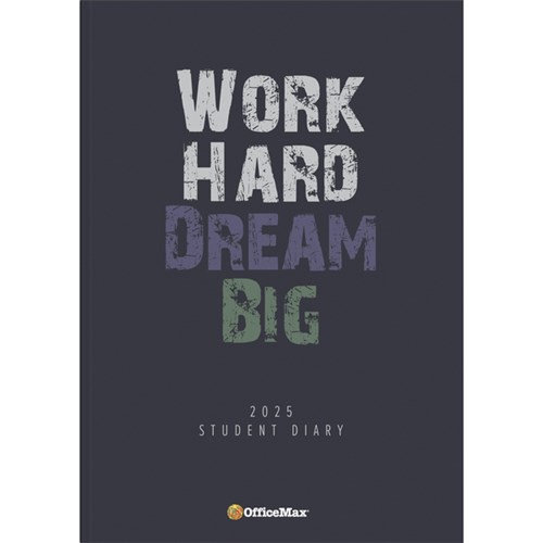 OfficeMax A53 Flexboard Cover Student Diary A5 Week To View 2025 Work Hard