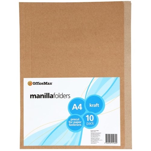 OfficeMax Manilla Folders A4 Kraft Pack of 10