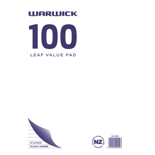 Warwick A4 Value Lecture Pad Ruled 100 Leaves